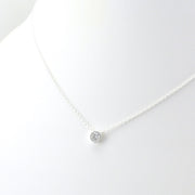 Alt View Sterling Silver Cubic Zirconia Solitaire Necklace