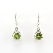 Alt View Sterling Silver Peridot 6mm Round Bali Dangle Earrings