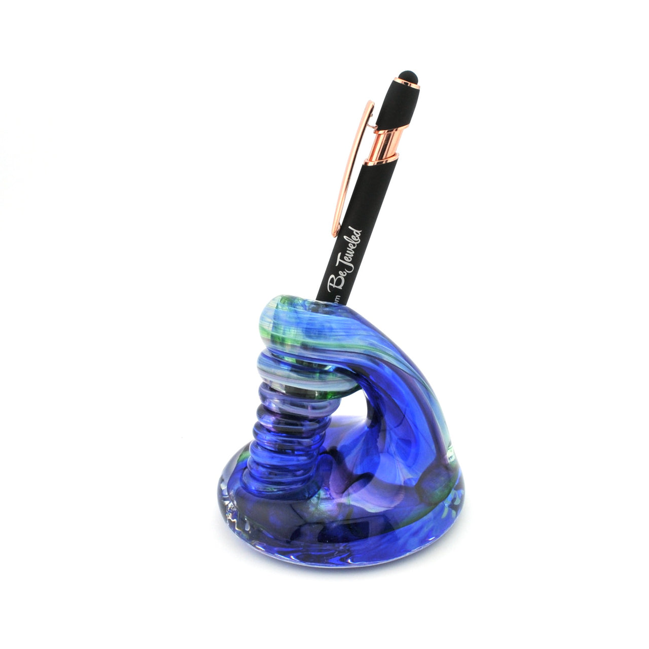 Cobalt Green Glass Pen Holder
