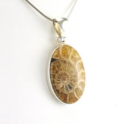 Side View Sterling Silver Ammonite Oval Pendant
