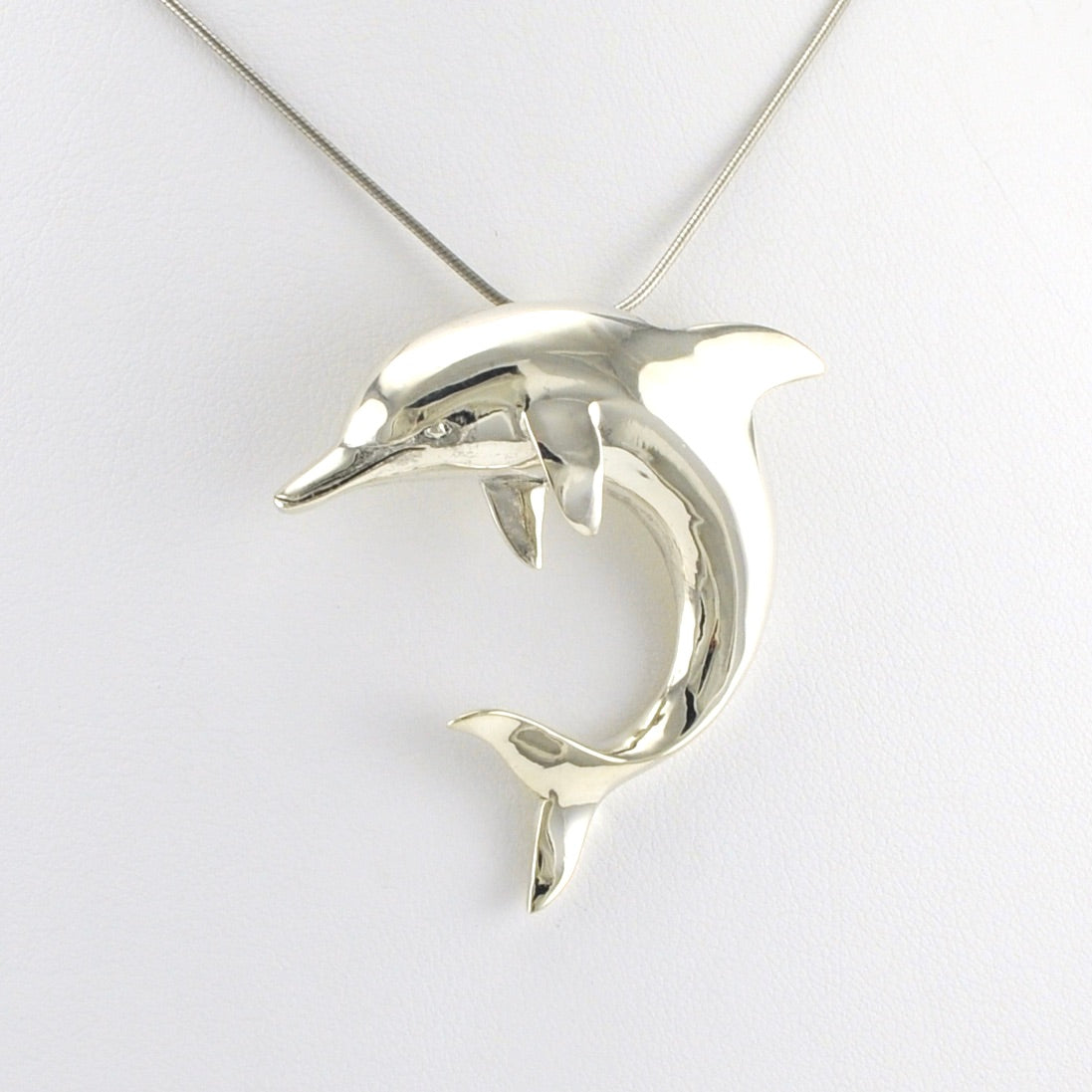Alt View Sterling Silver Dolphin Large Pendant