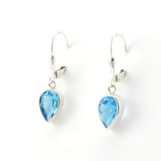 Sterling Silver Blue Topaz 6x9mm Pear Dangle Earrings