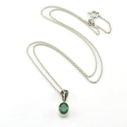 Sterling Silver Emerald 6x8mm Oval Necklace