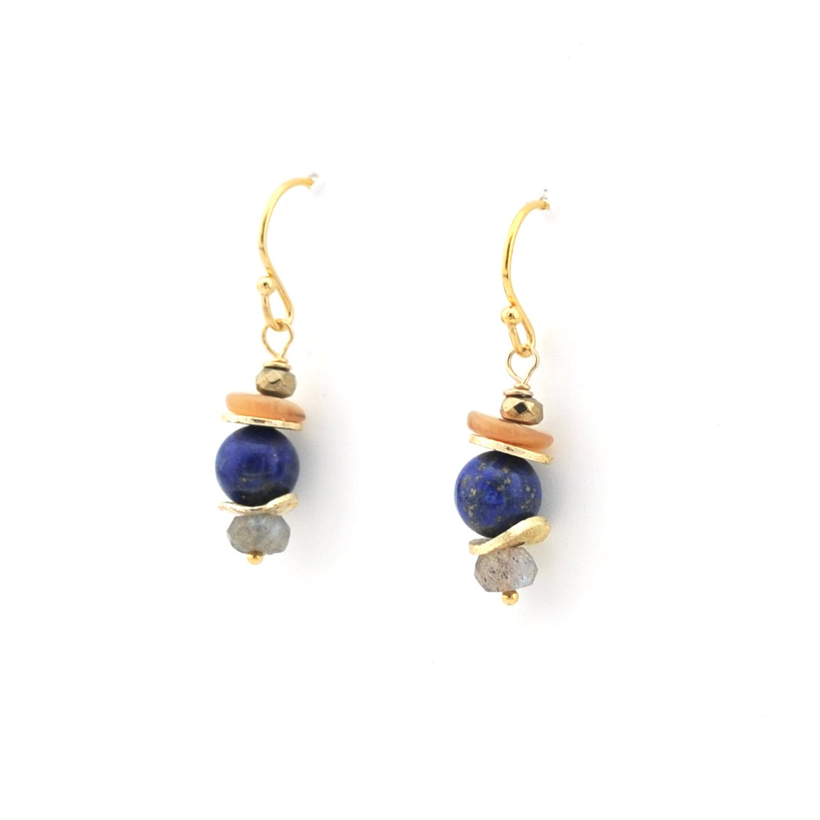 Gold Fill Lapis Shell Earrings