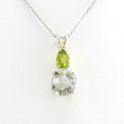 Alt View Sterling Silver Prasiolite with Peridot Necklace