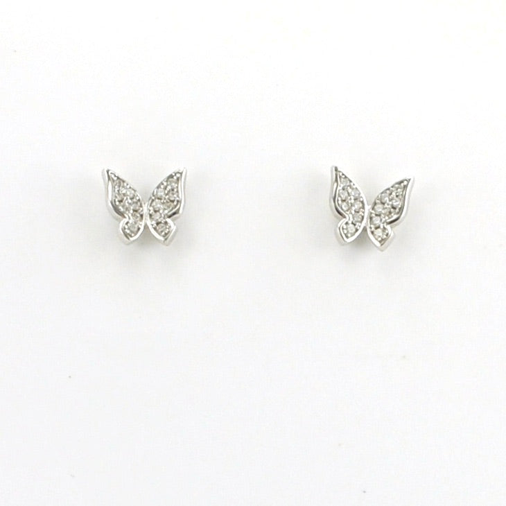 Alt View Sterling Silver Cubic Zirconia Butterfly Post Earrings