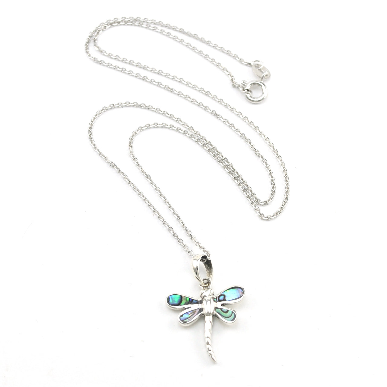 Sterling Silver Abalone Dragonfly Necklace