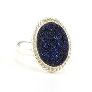 Alt View Sterling Silver Blue Druzy Agate Oval Rope Ring