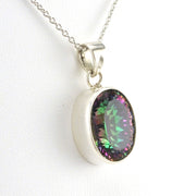 Side View Sterling Silver Mystic Quartz 11x15mm Oval Necklace
