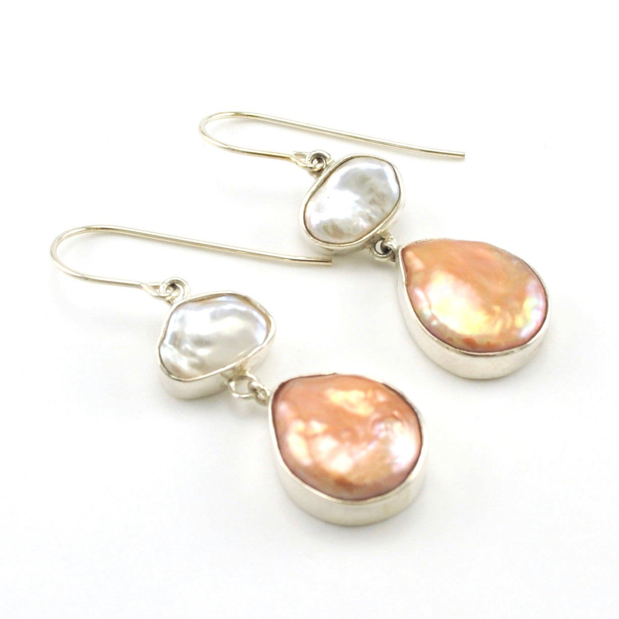 Sterling Silver Pearl Bronze Pearl Dangle Earrings