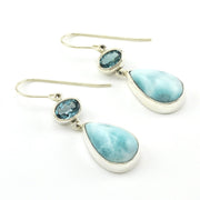 Sterling Silver Blue Topaz Oval Larimar Tear Earrings