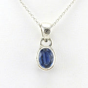 Alt View Sterling Silver Kyanite 6x8mm Oval Bali Necklace