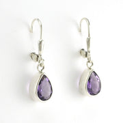 Side View Sterling Silver Amethyst 6x9mm Tear Dangle Earrings