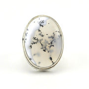 Alt View Sterling Silver Dendritic Agate 16x22mm Oval Bali Ring