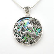 Front View Silver Abalone Mermaid Pendant