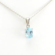 Alt View Sterling Silver Blue Topaz 6x8mm Oval Drop Necklace