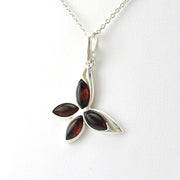 Side View Sterling Silver Cherry Amber Butterfly Necklace