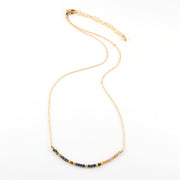 14k Gold Fill Micro-faceted Sapphire, Zircon and Pyrite Bar Necklace
