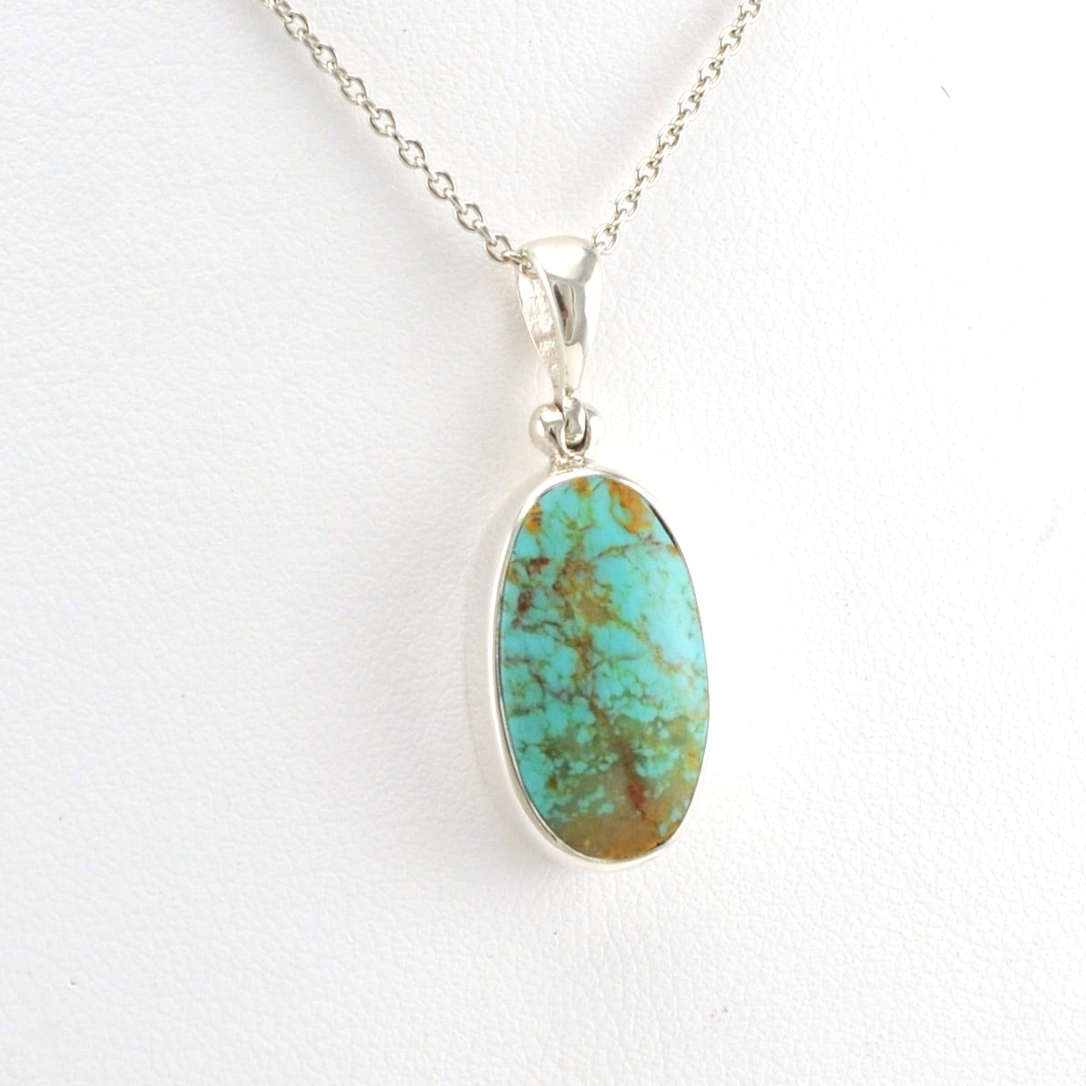 Alt View Sterling Silver Turquoise Oval 4ct Necklace
