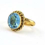 Side View Alchemía Blue Topaz Oval Rope Ring