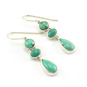 Sterling Silver 3 Turquoise Stone Dangle Earrings