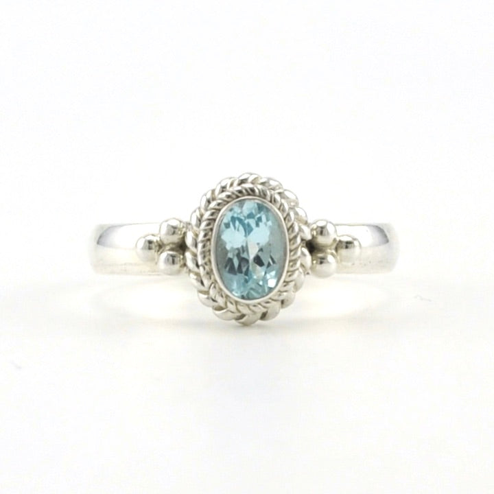 Sterling Silver Blue Topaz 4x6mm Oval Ring