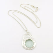 Sterling Silver Washed Roman Glass Round Necklace