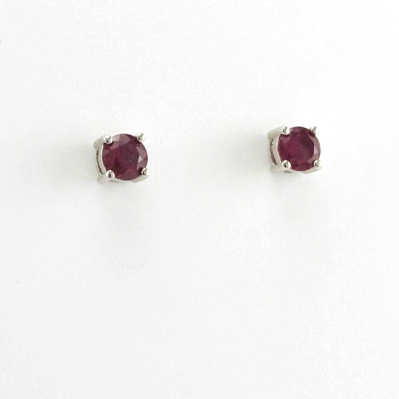 Alt View Sterling Silver Ruby 5mm Round Post Earrings