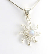 Side View Sterling Silver Moonstone Sun Pendant