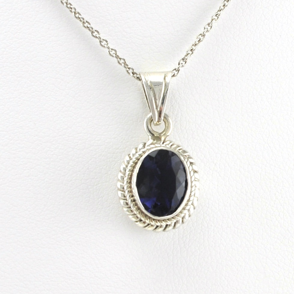 Alt View Sterling Silver Iolite 7x9mm Oval Pendant