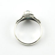 Alternate View Sterling Silver Blue Topaz 6x8mm Oval Bali Ring