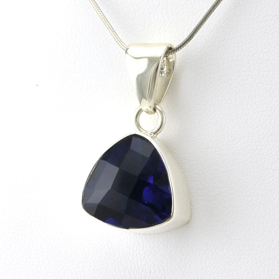 Sterling Silver Created Tanzanite Trillion Pendant