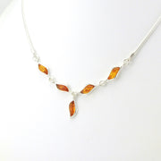 Sterling Silver Baltic Amber Wavy Marquise NecklaceSterling Silver Baltic Amber Wavy Marquise Necklace