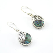 Silver Abalone Tear Bali Earrings