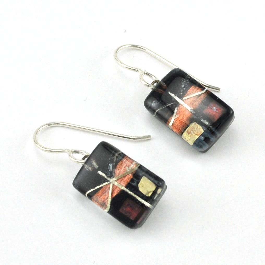 Glass Black Dragonfly Earrings