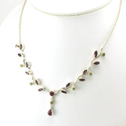 Side View Sterling Silver Tourmaline Branch Necklace