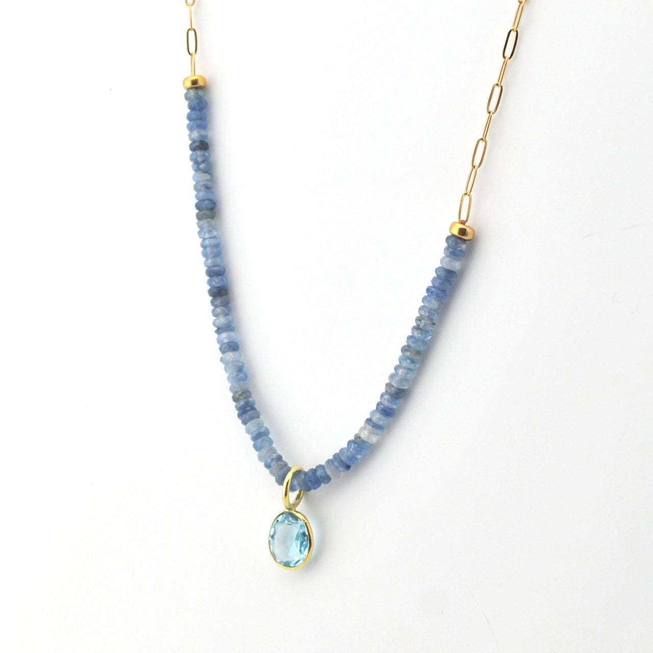 Gold Fill Kyanite with Blue Topaz Necklace