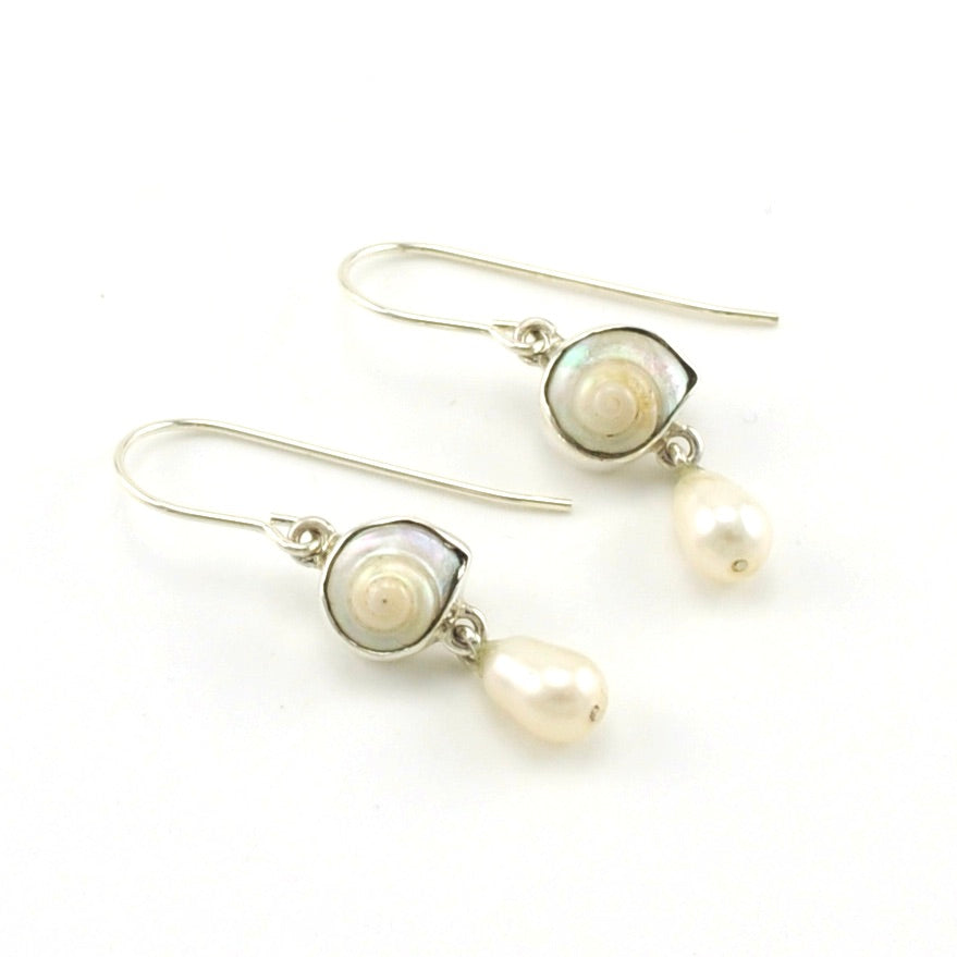Sterling Silver Malabar Shell Pearl Drop Earrings