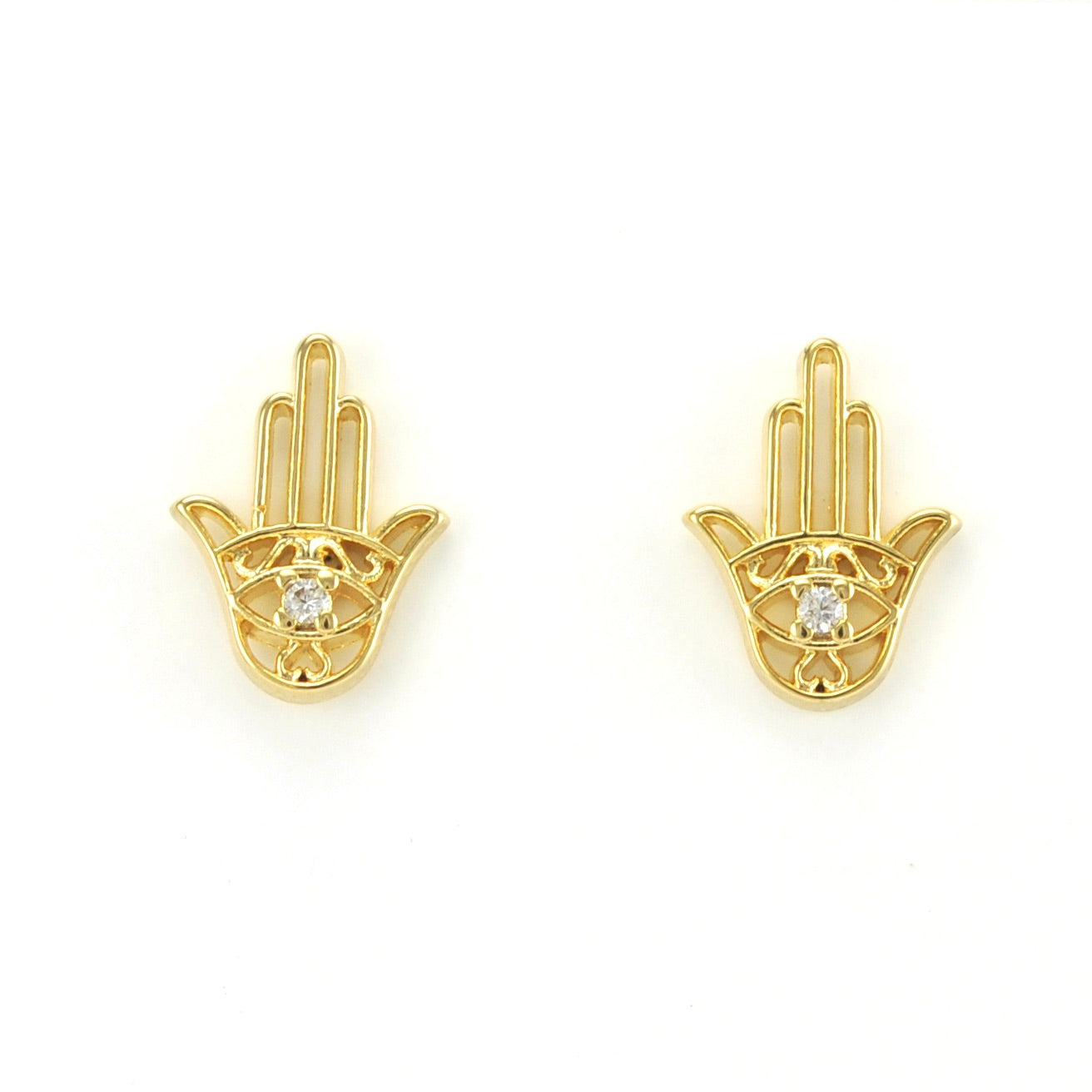 Alt View 18k Gold Fill Cubic Zirconia Hamsa Earrings