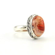 Side View Sterling Silver Mexican Fire Opal Oval Bali Ring