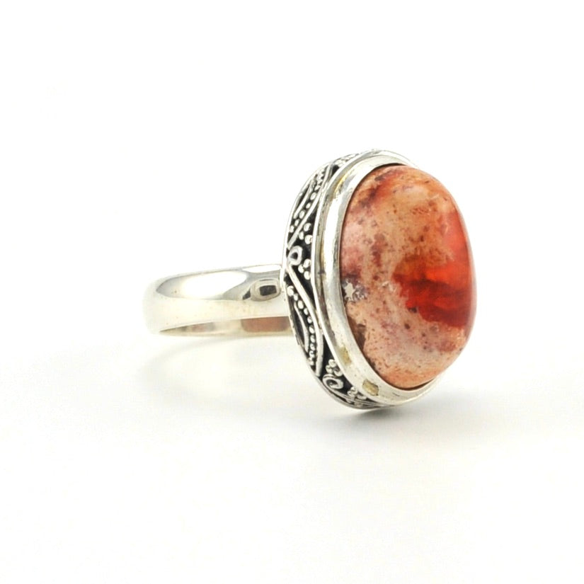 Mexican Fire Opal Ring Sterling Silver