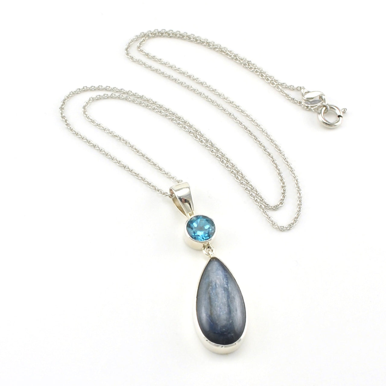 Sterling Silver Blue Topaz Kyanite Necklace