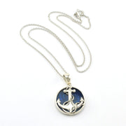 Sterling Silver Blue Abalone Anchor Necklace