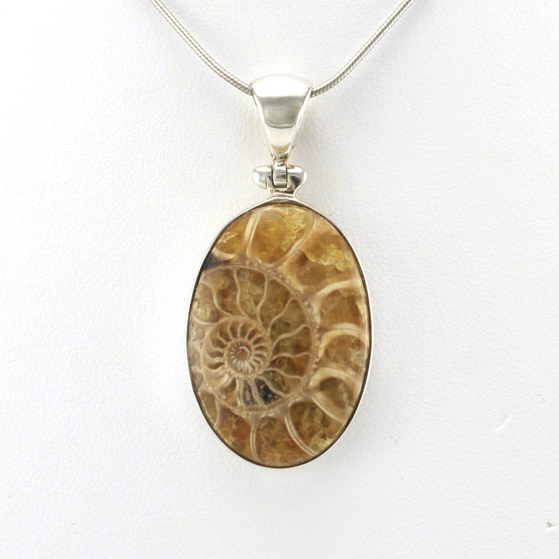Alt View Sterling Silver Ammonite Oval Pendant