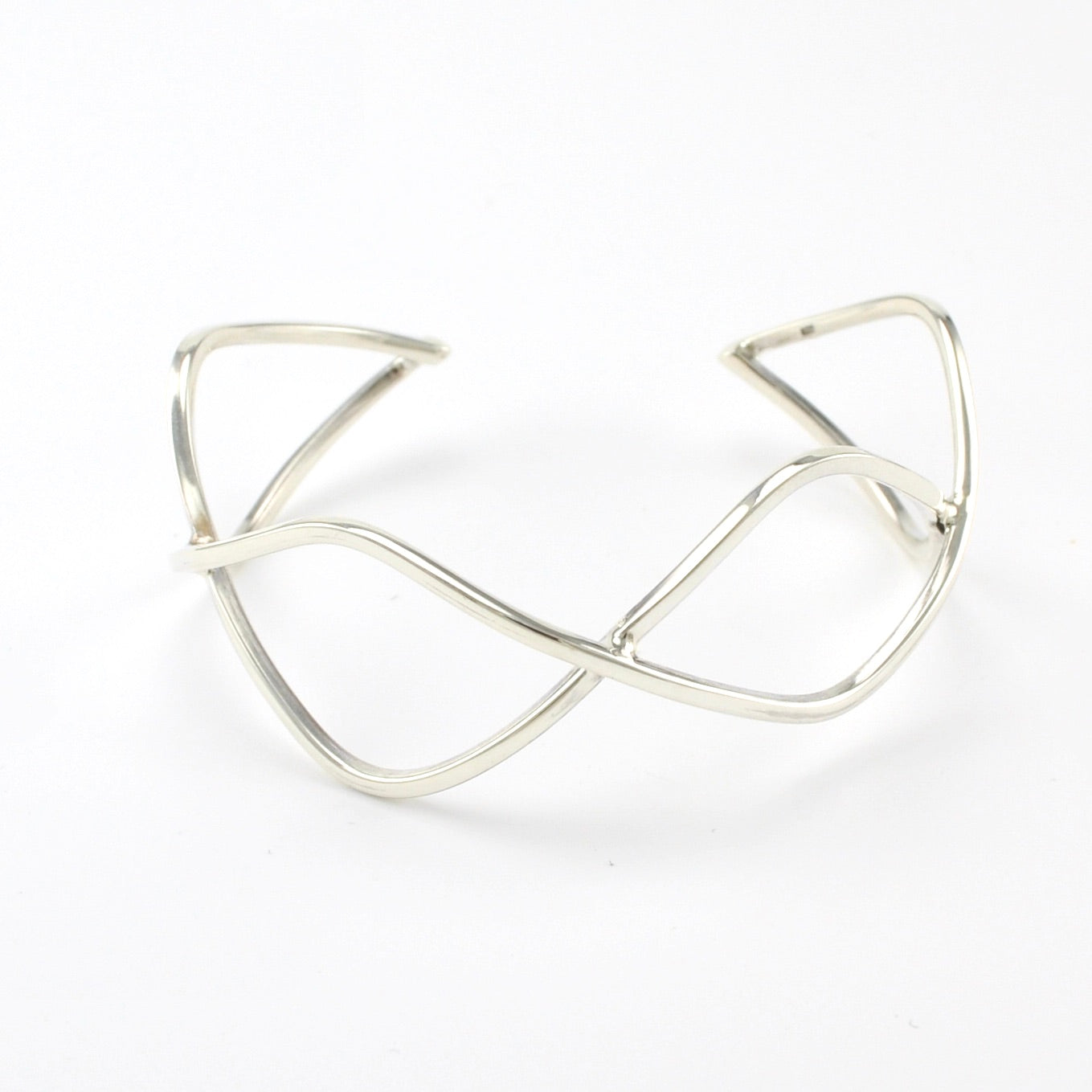 Sterling Silver Wide Intertwined Cuff Bracelet