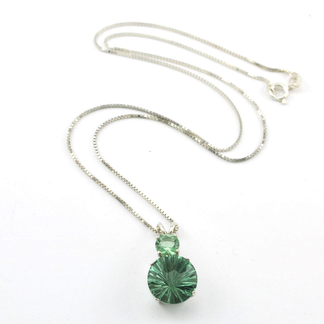 Silver Green Quartz Green Obsidian Necklace