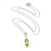 Sterling Silver Peridot 5x12mm Marquise Necklace