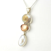 Side View Sterling Silver Malabar Shell and Pearl Pendant