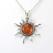 Alt View Sterling Silver Amber Sun Necklace