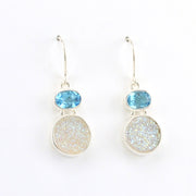 Alternate View Sterling Silver Blue Topaz Druzy Agate Earrings